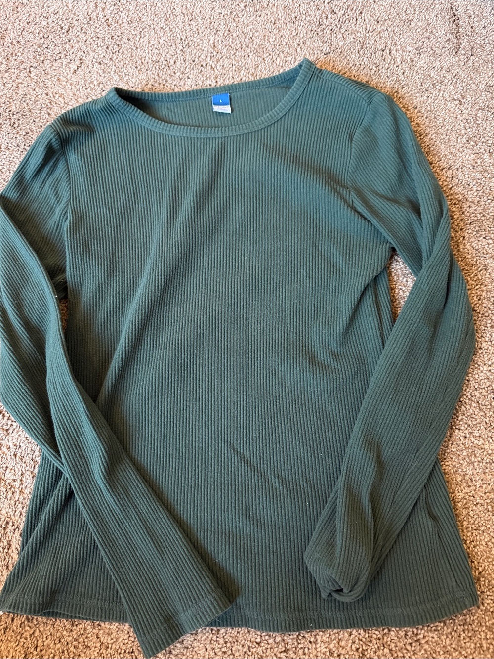 Old Navy Olive Green Ribbed Long Sleeve Top